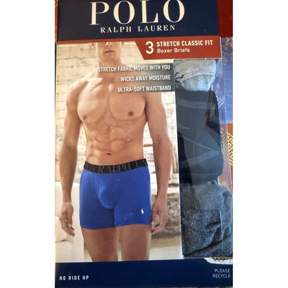 POLO RALPH LAUREN CLASSIC BOXER BRIEFS COLOR NWBBP3 BLACK/CRUISE/GREY - Picture 1 of 11